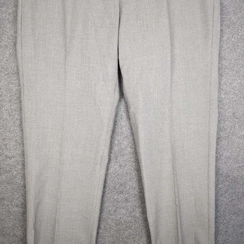 Kenneth Cole Reaction Mens Gray Plaid Dress Pants 34x29 Business Casual Trousers